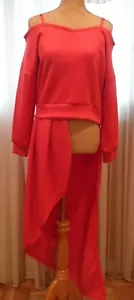 PATRIZIA PEPE FABOULOUS RED UNIQUE TUNIC, ASYMMERTRIC CUT, STRETCHY FABRIC, PERF - Picture 1 of 12
