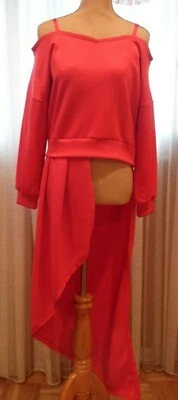 PATRIZIA PEPE FABOULOUS RED UNIQUE TUNIC, ASYMMERTRIC CUT, STRETCHY FABRIC, PERF - Image 1 of 4