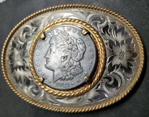 Montana Silberschmiede deutsche Silber Morgan Münze Gürtelschnalle - Bild 1 von 7