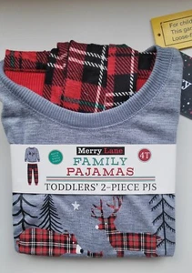 Toddler Boys Soft Sz 2T 2 Pc Winter Pajama Set~Lightweight~Plaid Forest Animals~ - Picture 1 of 2