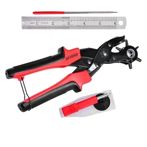 Leather Belt Hole Punch Revolving Eyelet Plier Tool for Belts Canvas Watch Bands - Picture 1 of 6