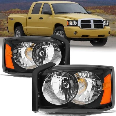 PARA 05-07 DODGE DAKOTA ESTILO OE CARCASA NEGRA ÁMBAR FAROS ESQUINEROS FAROS FAROS FAROS Foto 1 de 4