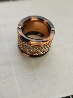 Michael Kors Tortoise Shell Rhinestone Ring Sz 6 - Image 1 of 4