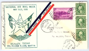 1938 Kenedy Texas National Airmail Week Cover cachet AC30 - Picture 1 of 2