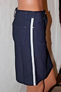 NEW MOVETES WOMENS SEERSUCKER SKORT MIDNIGHT BLUE WHITE STRIPE VARIOUS QUALITY - Picture 1 of 9