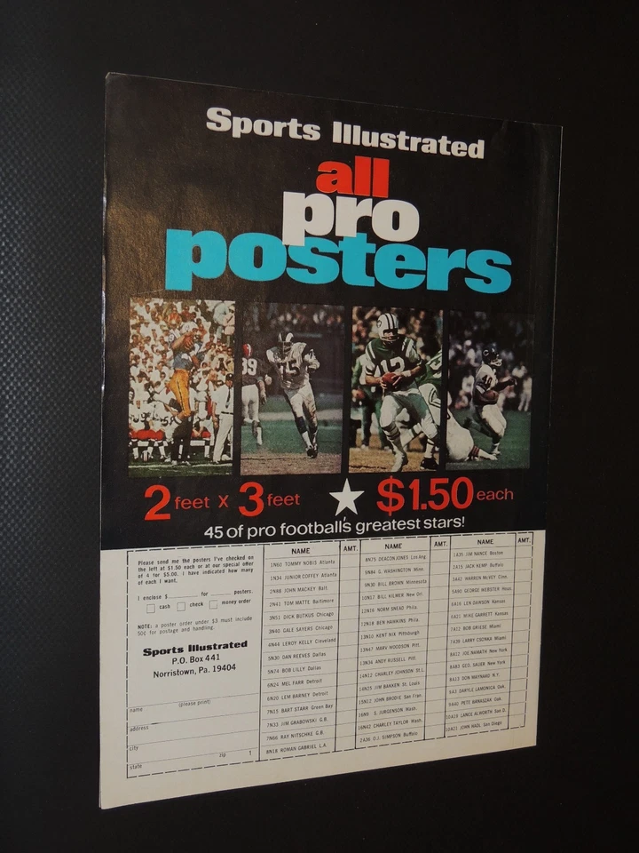 Anuncio Sports Illustrated All Pro 1968-72 Alworth Namath Sayers Deacon Jones Foto 1 de 1