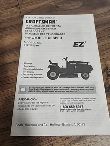 Craftsman Riding Lawnmower Manual 917.270510 In Spanish - Picture 1 of 1