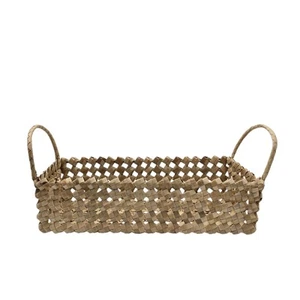 Cane Storage Basket Woven Rattan Wicker Natural With Handles - Picture 1 of 11