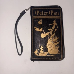 Nuevo Disney Peter Pan Negro Dorado Muñequera Billetera Bolso sin asas J. M. Barrie Cita - Imagen 1 de 3