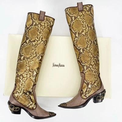 Bota de Vaquera Giuseppe Zanotti y2k Metálica Piel de Serpiente Sobre la Rodilla Nueva con Etiquetas Talla 6 Foto 1 de 4