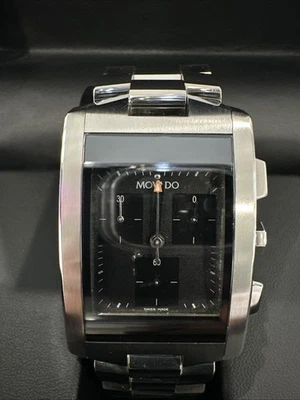 NUEVO Reloj Movado Eliro 84 H1 1461 Acero Inoxidable Negro Cronógrafo Esfera Foto 1 de 4