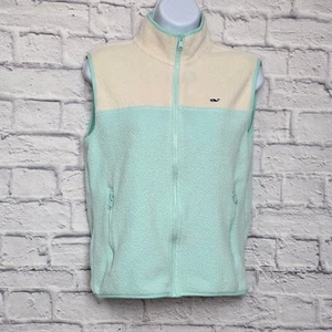 Vineyard Vines Vest Girls Size Large (14) Teal White Sherpa Full Zip - Picture 1 of 15