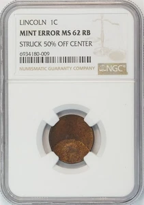 Unknown Year Lincoln Small Cent MINT ERROR MS 62 RB NGC 1C US COIN PENNY - Picture 1 of 4