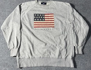 Vintage 90s Polo Sport Ralph Lauren USA Flag Sweatshirt Mens Medium Distressed - Picture 1 of 16
