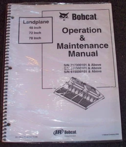 Bobcat Landplane 48" 72" 78" Operation & Maintenance Manual NEW old Stock - Picture 1 of 1