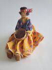Native American Unsigned Handmade Art Doll Wood And Cloth Woman With A Bowl...