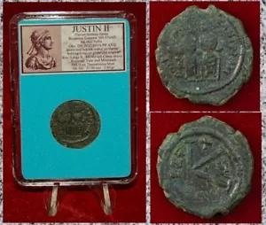 Ancient BYZANTINE EMPIRE Coin Of JUSTIN II Sophia And Justin II On Thrones - Picture 1 of 4