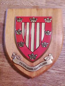Wooden Peterhouse College Cambridge University Plaque Shield Crest