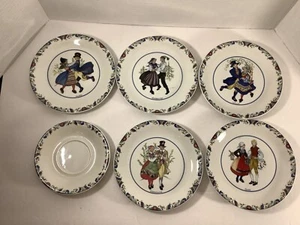 Costumi nazionali svedesi Rorstrand Svenska Landskapsdrakte (5) e piatto tazza 1 T - Foto 1 di 14