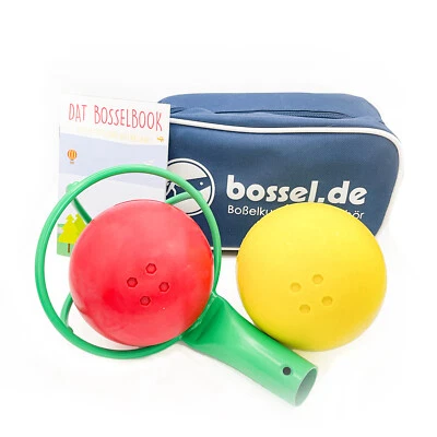 CARLSO Boßelkugeln Boßelkugel Set 2 Kugeln rot/gelb NEU 10,5cm mit Kraber/Tasche