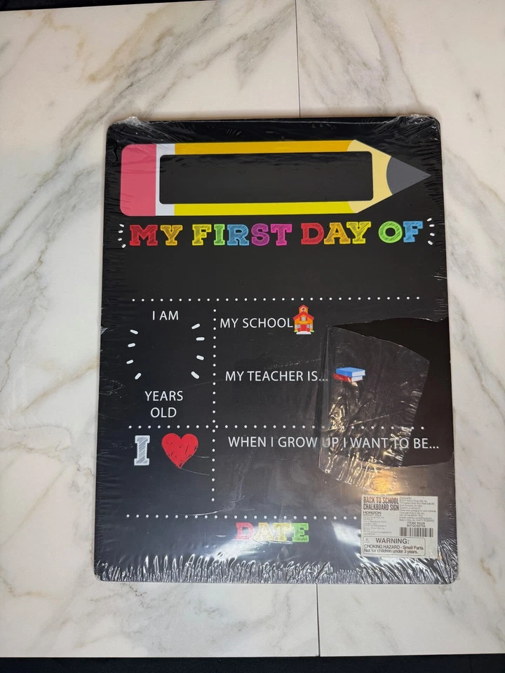 Pizarra Primer Día y Último Escolar - Volver al Letrero Primera Estadística Foto Prop Foto 1 de 2