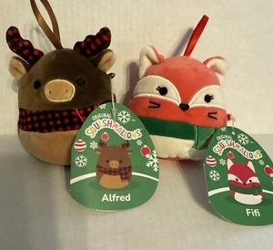 New with tags Squishmallow Christmas 2022 Alfred the Moose & Fifi the Fox Mini - Bild 1 von 5