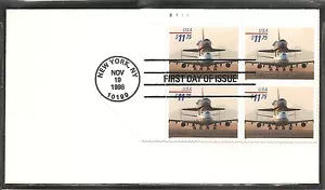 US SC # 3262 Piggyback Space Shuttle FDC. Plate # BLK4. Uncacheted - Picture 1 of 1