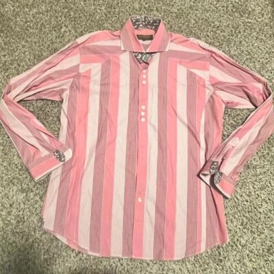 Bogosse Striped Long Sleeve Button-Down Dress Shirt Professional Office Wear - Image 1 of 4