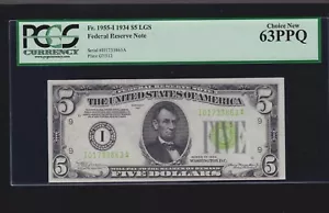 US 1934 $5 FRN Minneapolis LGS FR 1955-I PCGS 63 PPQ Ch CU (863) - Picture 1 of 2