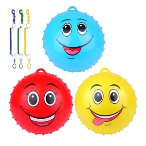 Spikey Smiling Balls 23cm Hook Spiral Keyring Assorted Colours (1, 3 or 30) - Picture 1 of 7