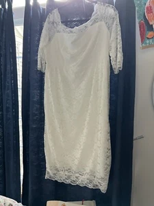 TORRID SPECIAL OCCASION IVORY LACE OFF SHOULDER BODYCON WEDDING DRESS SIZE 20 - Picture 1 of 7