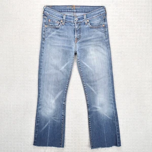 7 For All Mankind Jeans Womens Size 25 Blue Bootcut Cropped Distressed USA Denim - Picture 1 of 13