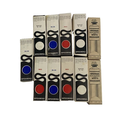 Lote De Colección De 11 Speedball Impresión En Bloque Tinta Base De Agua Tubo Película Propulsor Como Está Foto 1 de 4
