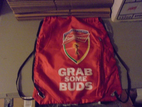 BUDWEISER 2014 FIFA WORLD CUP BRAZIL BACKPACK,RED WITH A POCKET THAT ZIPS,NICE Cover