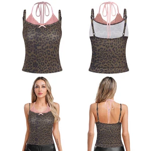 Frauen Camisole Kontrastfarbe Crop Top Weste Oberteile Strand Verein Urlaub - Picture 1 of 18