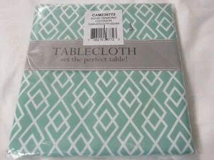 Aqua Diamond Tablecloth 60x84 geometric polyester new in pkg - Picture 1 of 7