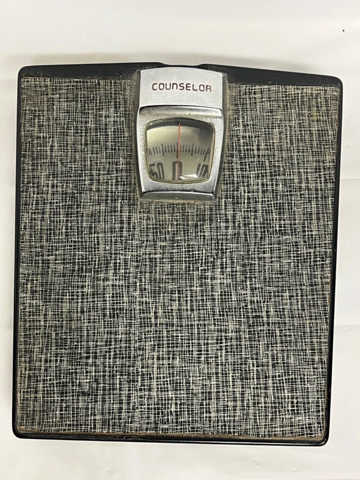 Báscula de baño MCM Counselor retro años 60 negro/blanco vintage ¡Funciona! Foto 1 de 4