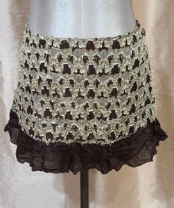 Paul Ropp Brown Hand Cut Silk Short Skirt, Large - Picture 1 of 10