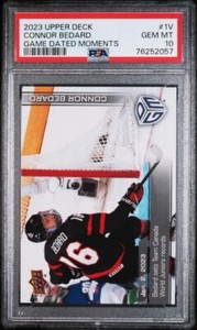 CONNOR BEDARD 2023 Upper Deck Game Dated Moments Variation 1V GEM PSA 10
