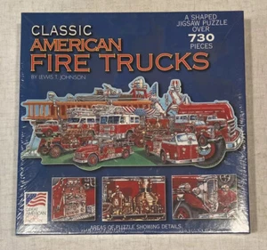 Classic American Fire Trucks Shaped Puzzle 730+ pc 36" x 15 1/2" Factory Sealed - Picture 1 of 6