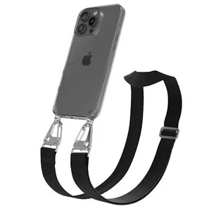 Do Apple iPhone 16 Pro Max Etui Band Łańcuch na telefon komórkowy Szerokopasmowy pasek na telefon komórkowy Czarny - Zdjęcie 1 z 7