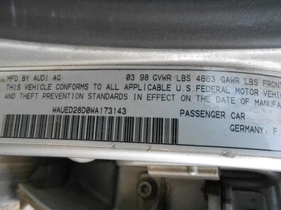 Differential Carrier Rear Axle VIN D 8th Digit ID Dak Fits 97-02 AUDI A4 467440 - Image 1 of 4