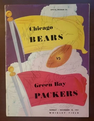 1951 Chicago Bears v Green Bay Packers program signed by 22 - Image 1 of 4