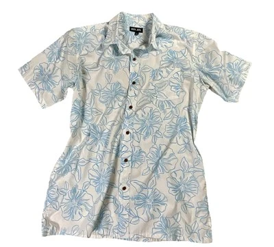 Ron Jon Surf Shop Shirt Mens Sz XL Blue White Floral Short Sleeve Hawaiian - Image 1 of 4