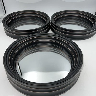 Juego de 3 espejos de pared redondos moldeados de plástico con anillos bronceados 9" Foto 1 de 4