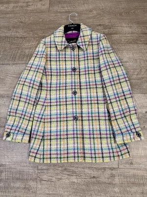 Abrigo Chaqueta Coach 1941 Mujer Talla S Multicolor Tattersall Tweed Cuadros LEER 🔥 Foto 1 de 4