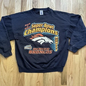 Men's Vintage 90's NFL Logo 7 Denver Broncos Super Bowl Crewneck Sweatshirt Sz L - Picture 1 of 4