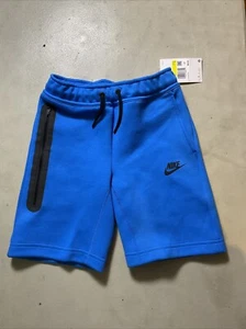Nike Sportswear Tech Boys Size Small Blue Fleece Jogger Shorts FD3289-435 - Picture 1 of 6