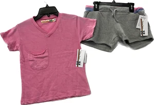 Vintage Havana Short Sleeve T Shirt And Shorts Girls Size M 10-12 Pink Grey - Picture 1 of 15