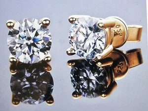 Ohrstecker mit Moissanite , silber 925 vergoldet 18 ct. GRA Zertifikat - Bild 1 von 9
